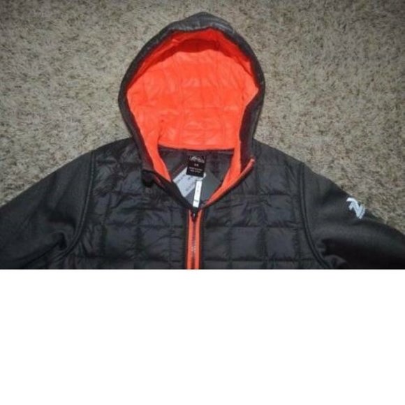 *Hybrid Jacket Zeroxposur sz 18 Wind Water Resistant Quilted Gray Orange Boys - Picture 3 of 6